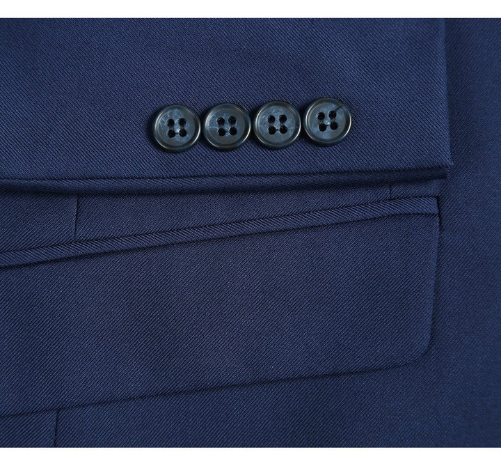 Cheap Priced Suit- Mens Basic Two Button Slim Fit  Indigo Navy Blue Suit - 38 Short Jacket+32 Waist Adjustable 28to34)(Height: 5 4 to5 7 )(Neck  15-16.5)S-M)