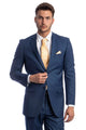 Cheap Priced Suit - Men's Two Button Basic Modern Fit Business Indigo Blue Suit