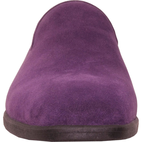 Bravo Mens Vegan Suede Wedding & Prom Slip On Loafer Dress Shoe in Purple