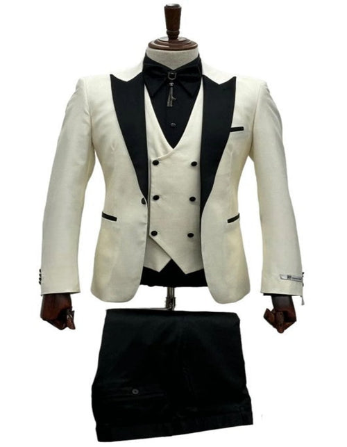 Ivory Wedding Suit - Cream Tuxedo Suits Slim Fit - Ivory/black Dinner Jacket Plus Pants