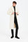 Mens Ivory Full-Length Overcoat with Luxurious Faux Fur Shawl Collar – Cream Winter Dress Coat Off White Color