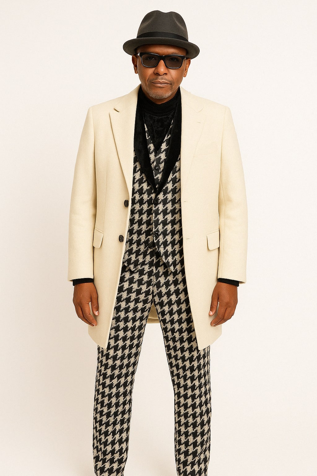 Ivory Overcoat Carmel Zhao Mens 3/4 Length Top Coat - Single Breasted Carcoat - Coat Size 38