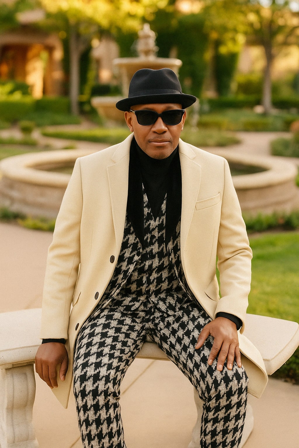 Ivory Overcoat Carmel Zhao Mens 3/4 Length Top Coat - Single Breasted Carcoat - Coat Size 38