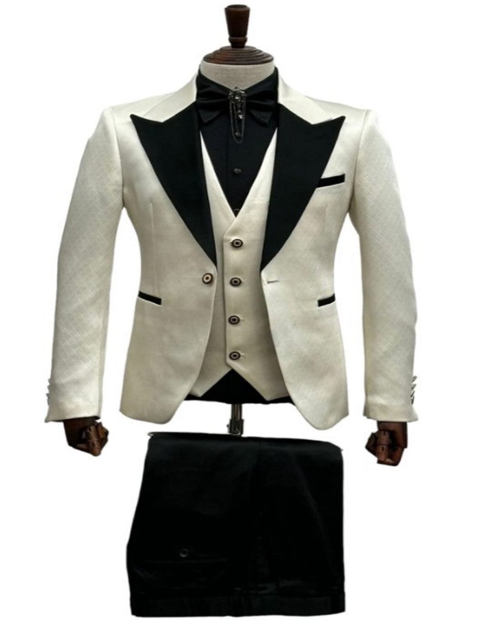 Ivory Wedding Suit - Cream Tuxedo Suit Slim Fit - Ivory Dinner Jacket Plus Pants - Coat Size 38