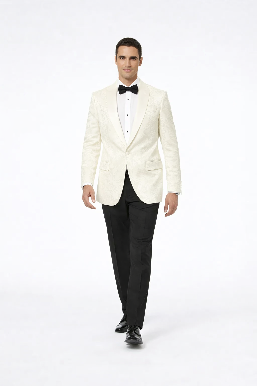 Ivory Paisley Men’s Tuxedo Jacket – Shawl Lapel Wedding, Reception & Prom Wear - S