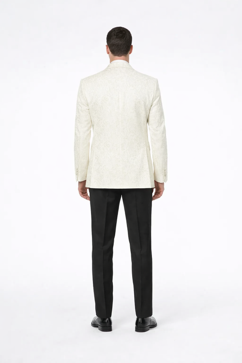Ivory Paisley Mens Tuxedo Jacket Shawl Lapel Wedding, Reception & Prom Wear