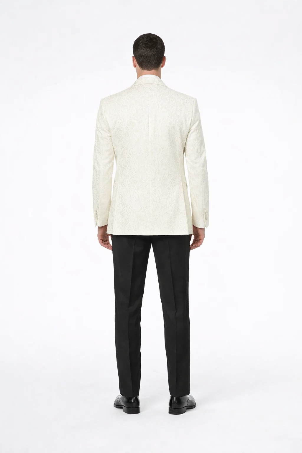 Ivory Paisley Men’s Tuxedo Jacket – Shawl Lapel Wedding, Reception & Prom Wear - S