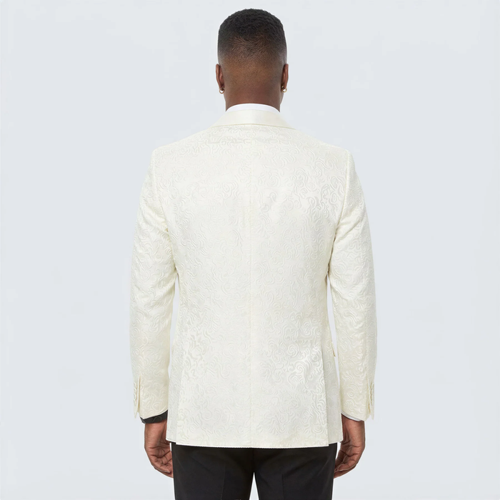 Ivory Paisley Mens Tuxedo Jacket Shawl Lapel Wedding, Reception & Prom Wear
