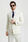 Cheap Priced Suit - Men's Two Button Vested Stacy Adams Basic Designer Sharkskin Ivory Suit