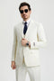 Cheap Priced Suit - Men's Two Button Vested Stacy Adams Basic Designer Sharkskin Ivory Suit