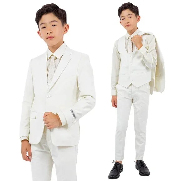 Exclusive Stacy Adams 5pc Boys Suit Slim-Fit, Ivory