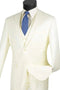 Cheap Priced Suit  - Mens Basic 2 Button Vested Slim Fit Ivory Suit off white