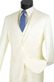Cheap Priced Suit  - Mens Basic 2 Button Vested Slim Fit Ivory Suit off white
