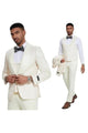 2025 Ivory Paisley 3pc Men's Suit Tuxedo by Tazzio