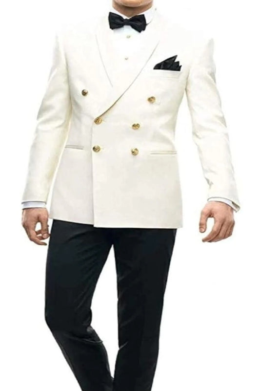 Ivory Double Breasted Dinner Jacket - Cream Dinner Jacket - Off White With Gold Buttons