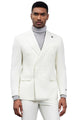 Cheap Priced Suit- Men's Designer Stacy Adams Classic Double Breasted Ivory Suit