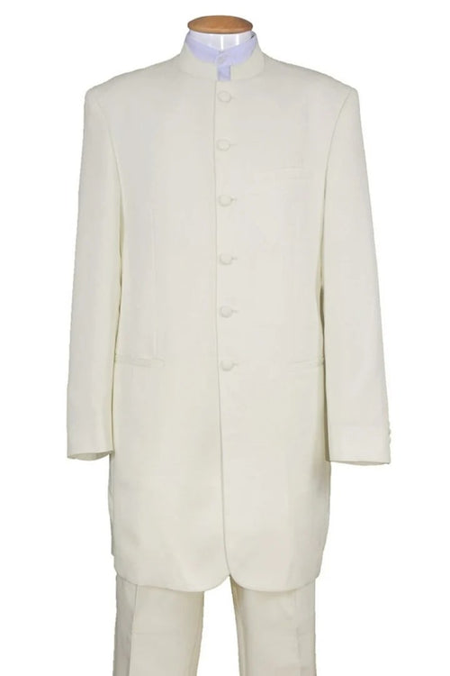 Cheap Priced Suit - Mens Long Mandarin Collar Zoot Suit Ivory Tuxedo