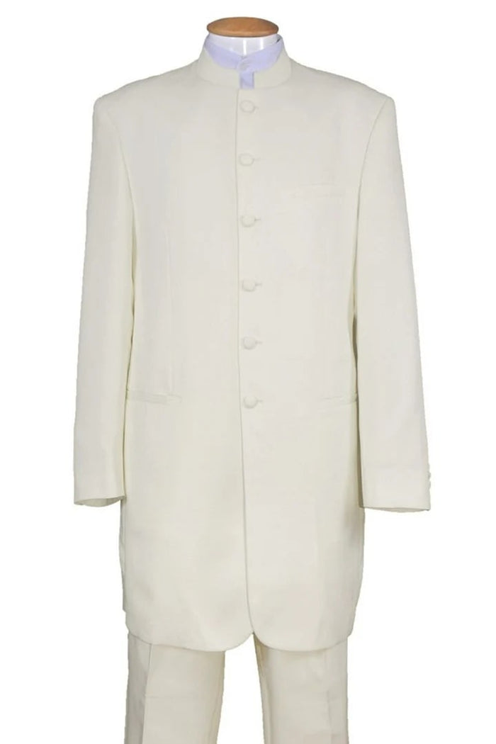 Cheap Priced Suit - Mens Long Mandarin Collar Zoot Suit Ivory Tuxedo