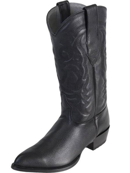 Los Altos Boots Men's Black Genuine Elk Leather J Toe Handmade Replaceable Heel Dress Cowboy Boot Cheap Priced For Sale Online - 6.5 Standard / D / Medium
