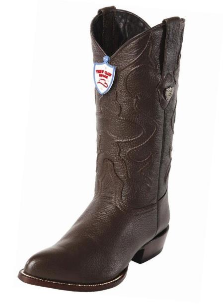 Wild West Men's Brown Handcrafted Genuine Elk Leather J Toe Style Dress Cowboy Boot Cheap Priced For Sale Online - 6.0 Standard / D / Medium