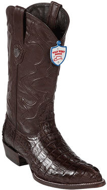 Wild West J-Toe Brown Caiman ~ World Best Alligator ~ Gator Skin Tail Cowboy Boots - 6EE
