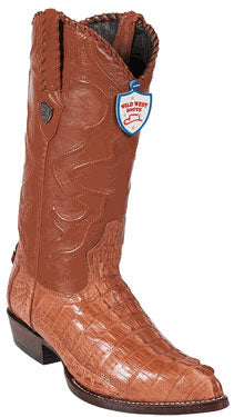 Wild West J-Toe Cognac Caiman ~ World Best Alligator ~ Gator Skin Tail Cowboy Boots - 6EE