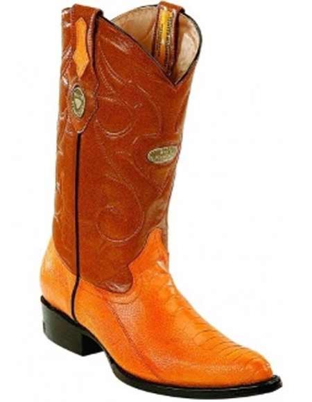 Men's Genuine Ostrich Leg Skin Dress Cowboy Boot Cheap Priced For Sale Online With Leather Insole Handmade J Toe Buttercup - Botas De Avestruz - 6EE