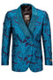 "Turquoise Floral Embroidered Men's Tuxedo Dinner Jacket - Double Breasted"