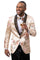 Men's Modern Fit Japanese Floar Pattern Satin Tuxedo Jacket in Champagne Tan