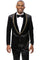 Men's Velvet Alligator Print Wedding & Prom Tuxedo Jacket in Black