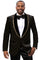 Men's Velvet Wedding & Prom Tuxedo Jacket in Black with Gold Rhinestones