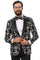 Men's One Button Peak Lapel Modern Fit Tuxedo Jacket in Black & White Floral Print