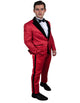 STACY ADAMS MEN'S PAISLEY TUXEDO - RED & BLACK FOR PROM 2025 & WEDDING
