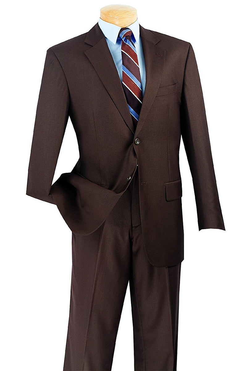 Modern Fit - Mens Basic 2 Button Modern Fit Suit in Brown - 36 Short