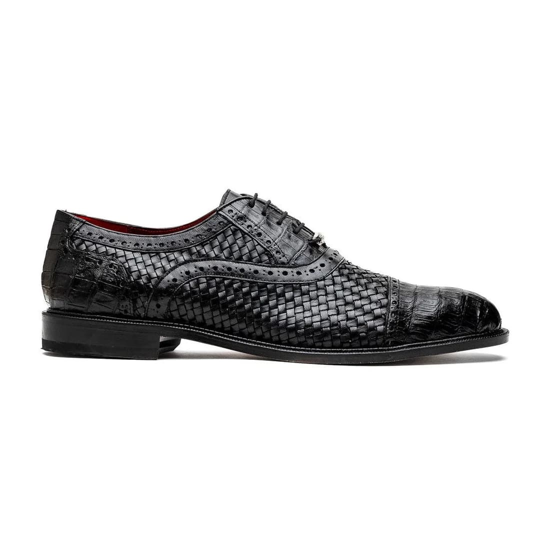 Marco Di Milano John Men's Shoes Exotic Caiman Crocodile / Woven Leather Dress Oxfords - 6