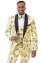 Men's Vested Shawl Lapel Wedding & Prom Tuxedo in Yellow Paisley Floral