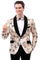 Men's Modern Fit Floral Sequin Wedding Tuxedo in Champagne Tan