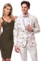 Men's Modern Fit Shawl Lapel Wedding & Prom Tuxedo in White & Gold Sequin Paisley