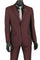 Mens 2 Button Slim Fit Textured Weave Suit in Burgundy