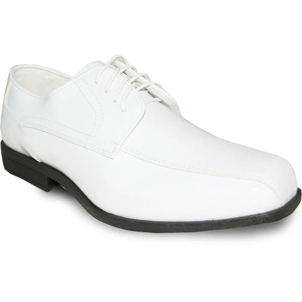 JEAN YVES Men Dress Shoe Oxford Formal Tuxedo for Prom & Wedding Shoe White Patent - Wide Width Available
