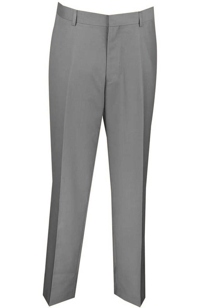 Mens Slim Fit Wool Feel Flat Front Dress Slacks in Grey - 28W