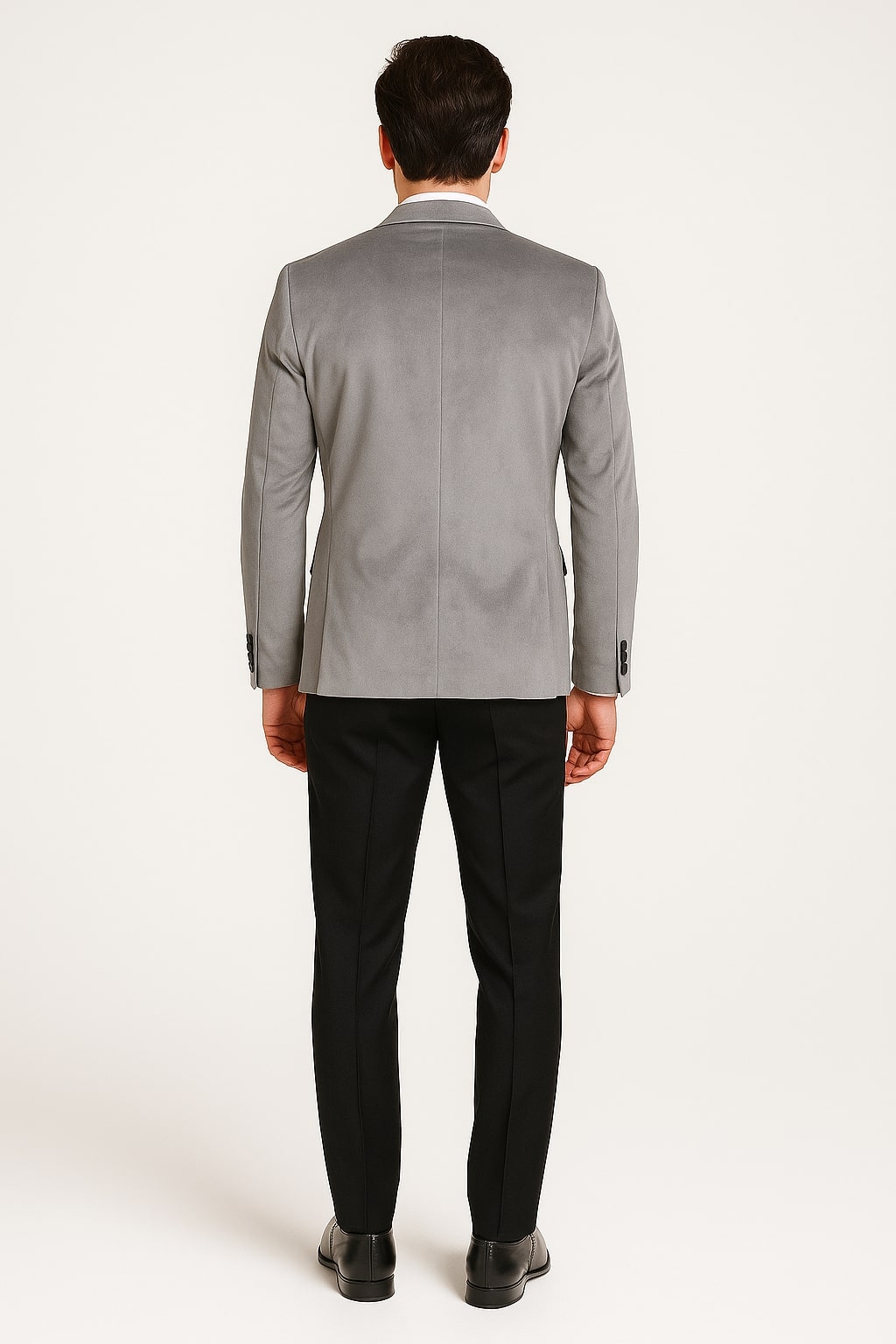 Men's Grey Velvet Tuxedo Jacket with Black Satin Lapel Suit â€“ Mens Blazer + Black Pants - Royal Blue
