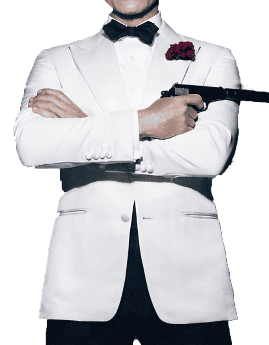 Mens 007 James Bond White Tuxedo