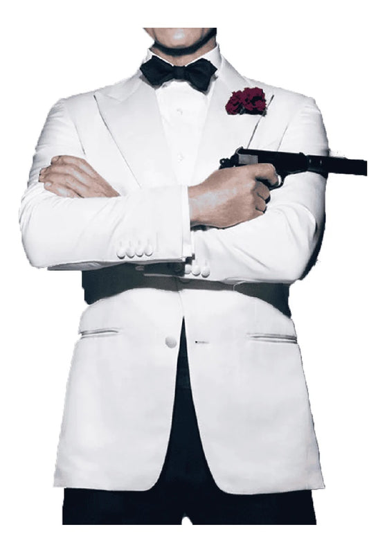 Mens 007 James Bond  Fabric White Tuxedo