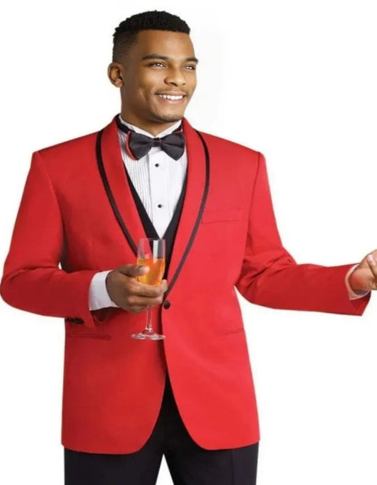 Jasper Red 1-Button Shawl Two Piece Set Tuxedo