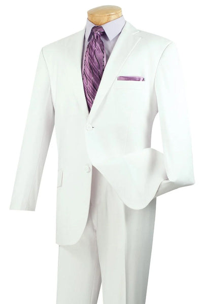 Apollo King White Poplin Suit - Modern Fit Two Button