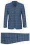 "Blue Windowpane Plaid Men's Slim Fit Two-Button Suit"