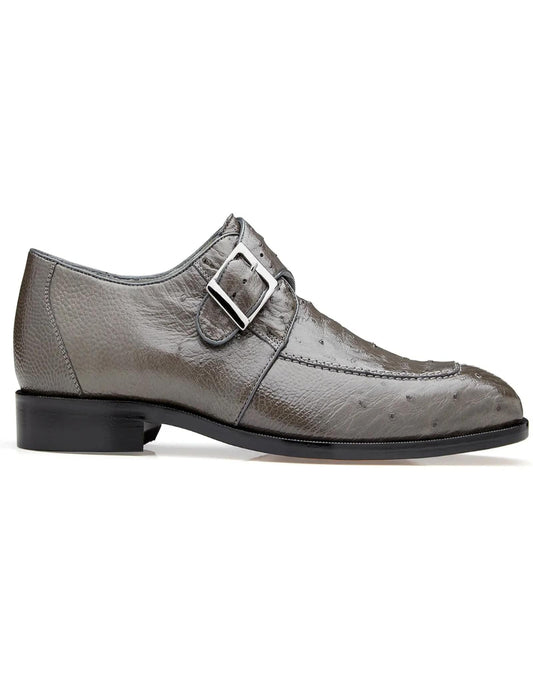 Men's Belvedere Josh Single Monkstrap Ostrich Grey Dress Shoe
