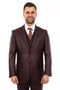 "Burgundy Sharkskin Business Suit - Men's Two Button Vested Style"