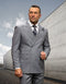 Double Breasted Suits - Vested Suits Wool Fabric  - Gray Stripe Suit - New Arrival